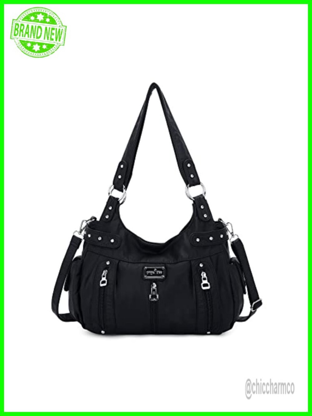 Washed Faux Leather Hobo Satchel Crossbody Shoulder Bag Tote Purse